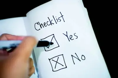 Checklist with yes and no options