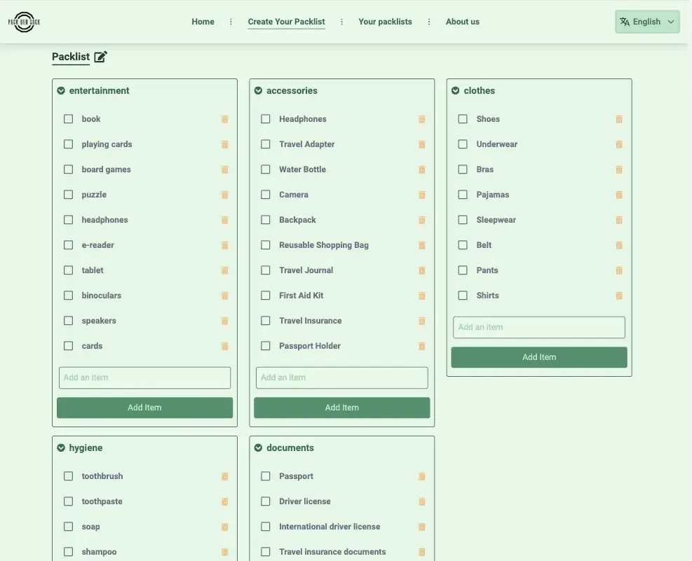 Packlist Created