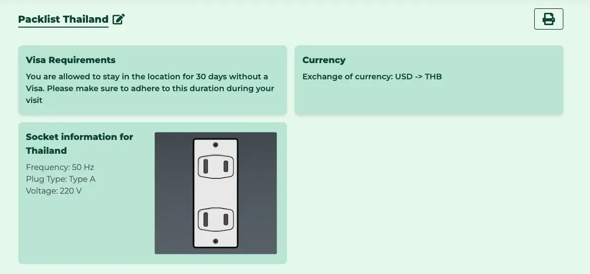 Generate a Packing list show country information